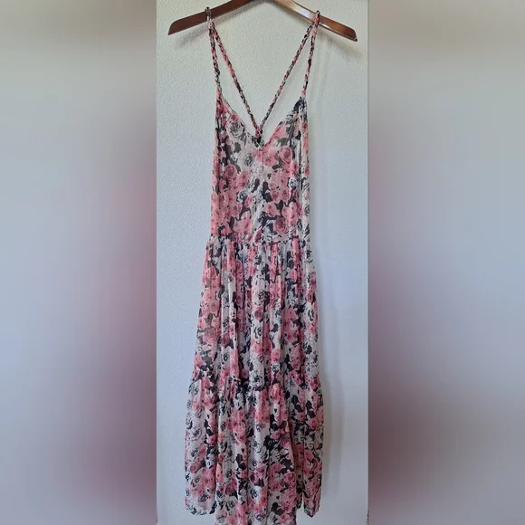 chinese dress ladies Bertha Boho Floral Maxi Dress Long Sleeves V-Neck Tiered – Onze Montreal